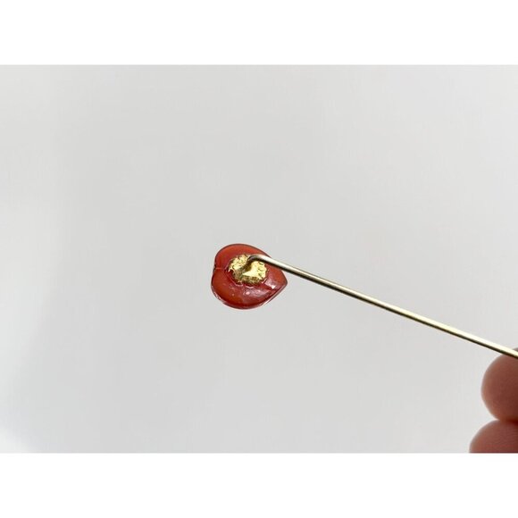 Faux Carnelian Stone Heart Shaped Minimalist Gold T Vintage Stick Pin | Hat Pin - Picture 10 of 10